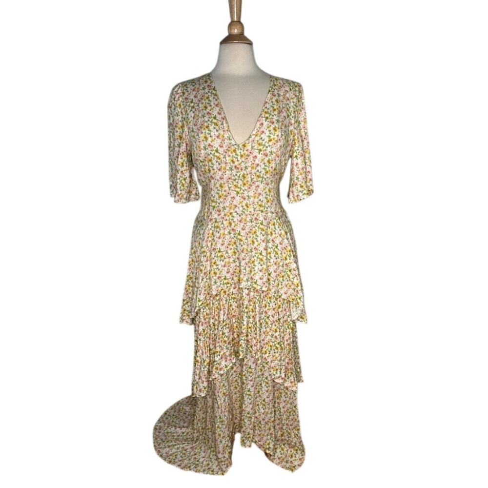 Fourteenth Place Floral Layered High Low Maxi Dress VNeck Flattering Bohemian